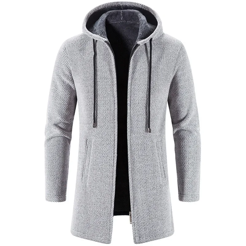 Erkek Kazak Ceket Sonbahar Kış Yeni Sıcak Sıcak Fermuar Orta Uzun Hırka Kazak Adam Rahat Triko Sweatercoat erkek giysileri