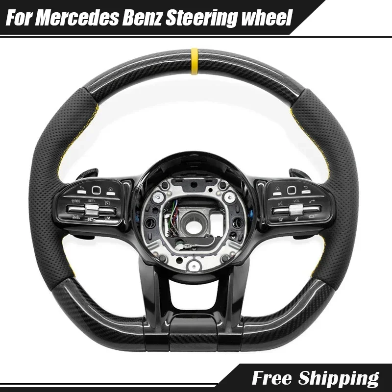 Carbon Fiber Steering Wheel for Mercedes Benz CL GL GLB GLA GLC W166 W177 W205 W212 W213 W222 W447 C63S C200 S550 E53 ACE Class