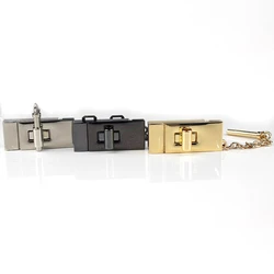 1pcs Metal Rectangle Twist turn Lock Bag lock handbag luggage lock with chain Leather Craft Clasps hardware
