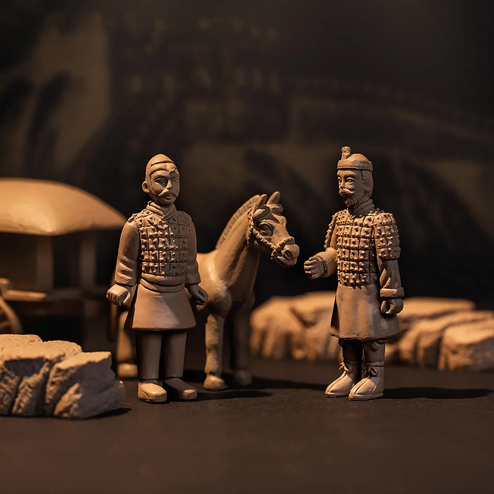 

1 set Terracotta Warriors Set Cultural Ancient China Soldier Figurine Archaeology Excavation Souvenir Desktop Decor