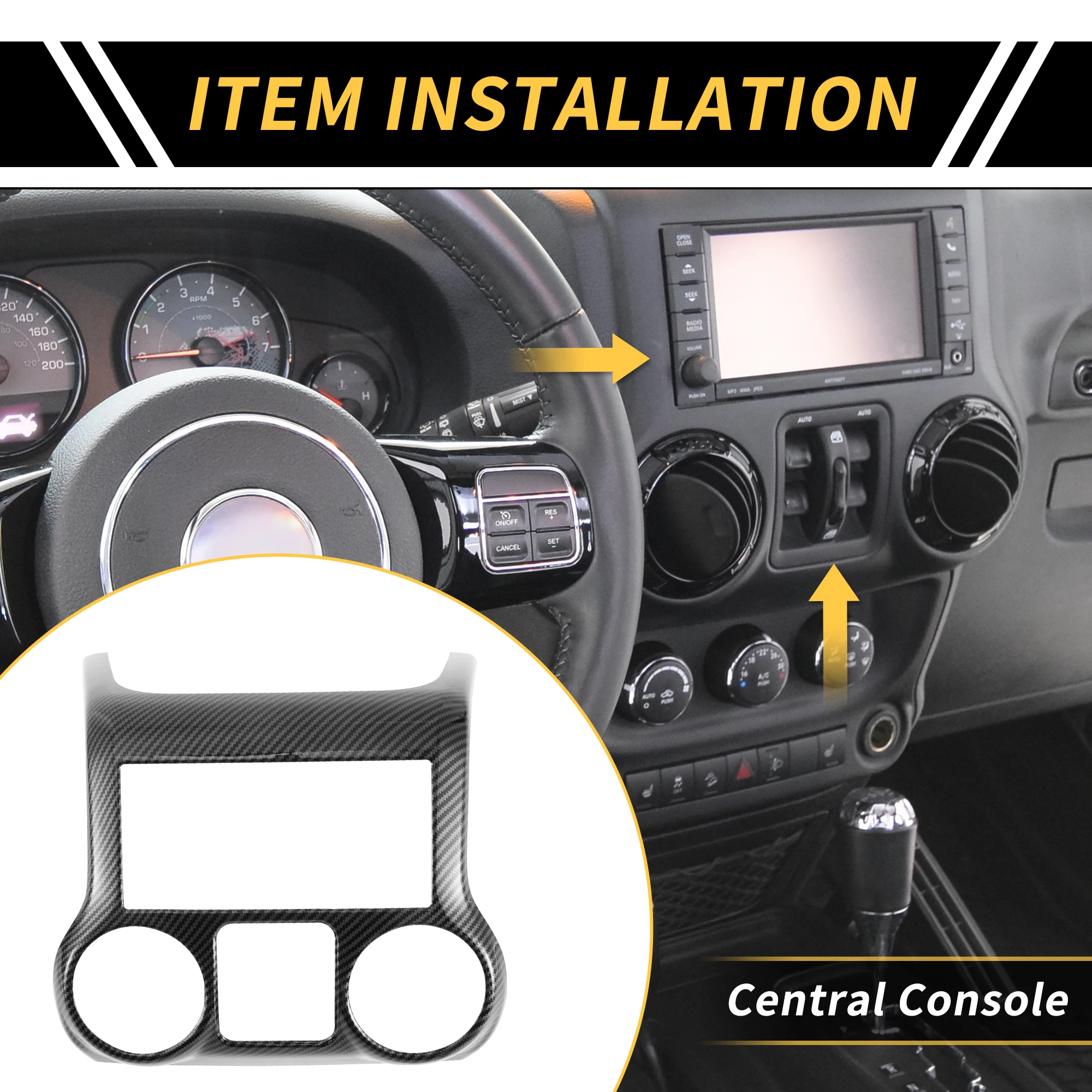 

UXCELL Накладка на панель приборной панели центральной консоли для Jeep Wrangler JK JKU 11-17, черная