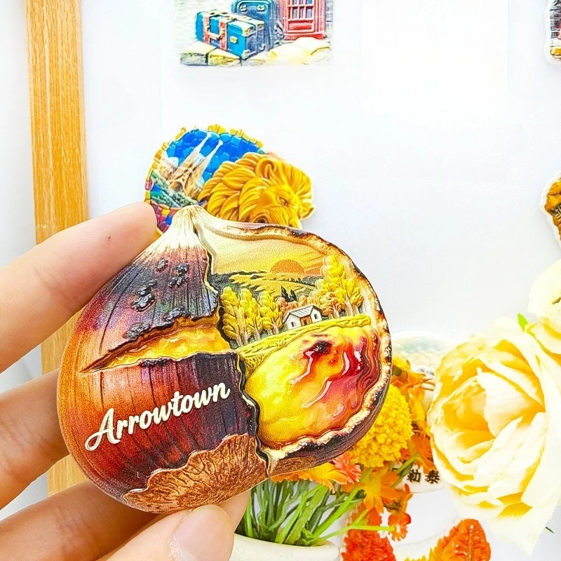Arrowtown Chestnut Fridge Magnet - Cozy 3D Fall Treat Souvenir Unique NZ Gift for Travel & Farmhouse Kitchen Decor