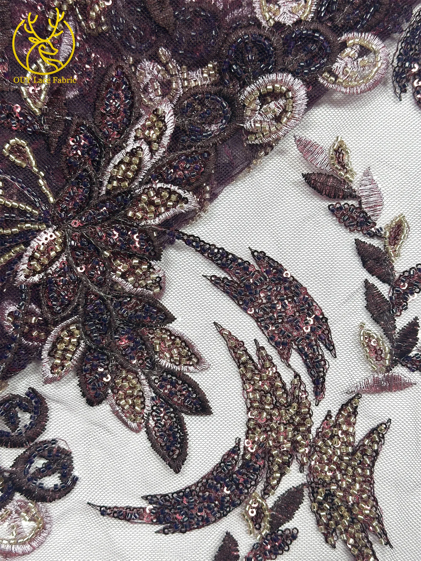 Premium-Spitzenstoff für Brautkleider Hochwertiger Afrikanischer Pailletten-Perlen-Spitzenstoff Französisch-Nigerianischer Bestickter Spitzenstoff – Detail 18