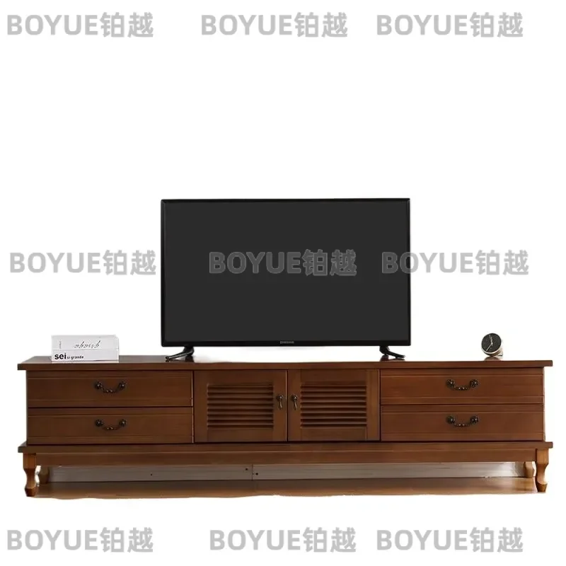 Solid wood TV cabinet coffee table combination modern simple small apartment living room TV wall floor cabinet special price