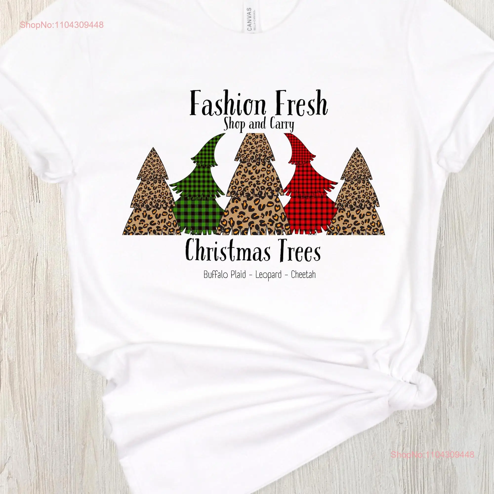 Farm Fresh Tree Fashion T Shirt Animal Print Christmas Womens long or short sleeves