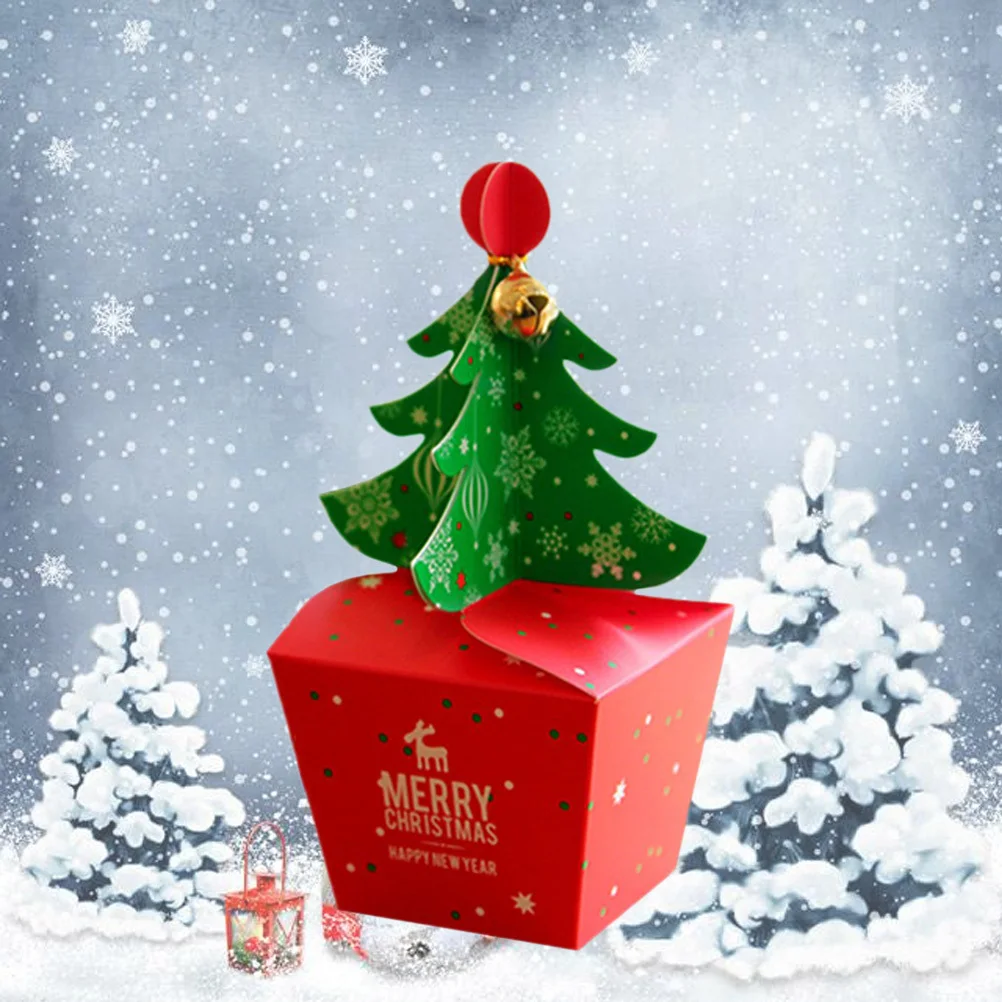 

10pcs Gift Box Christmas Candy Storage Xmas Tree Pattern Small Size Eco-Friendly Lightweight Party Favor Box Holiday Decorative
