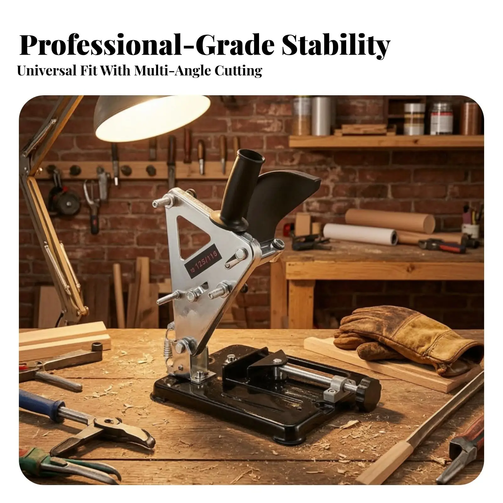 Sturdy Iron Angle Grinder Bracket Mount for 100-125mm Tools with Spark Guard and Level Surface Stand