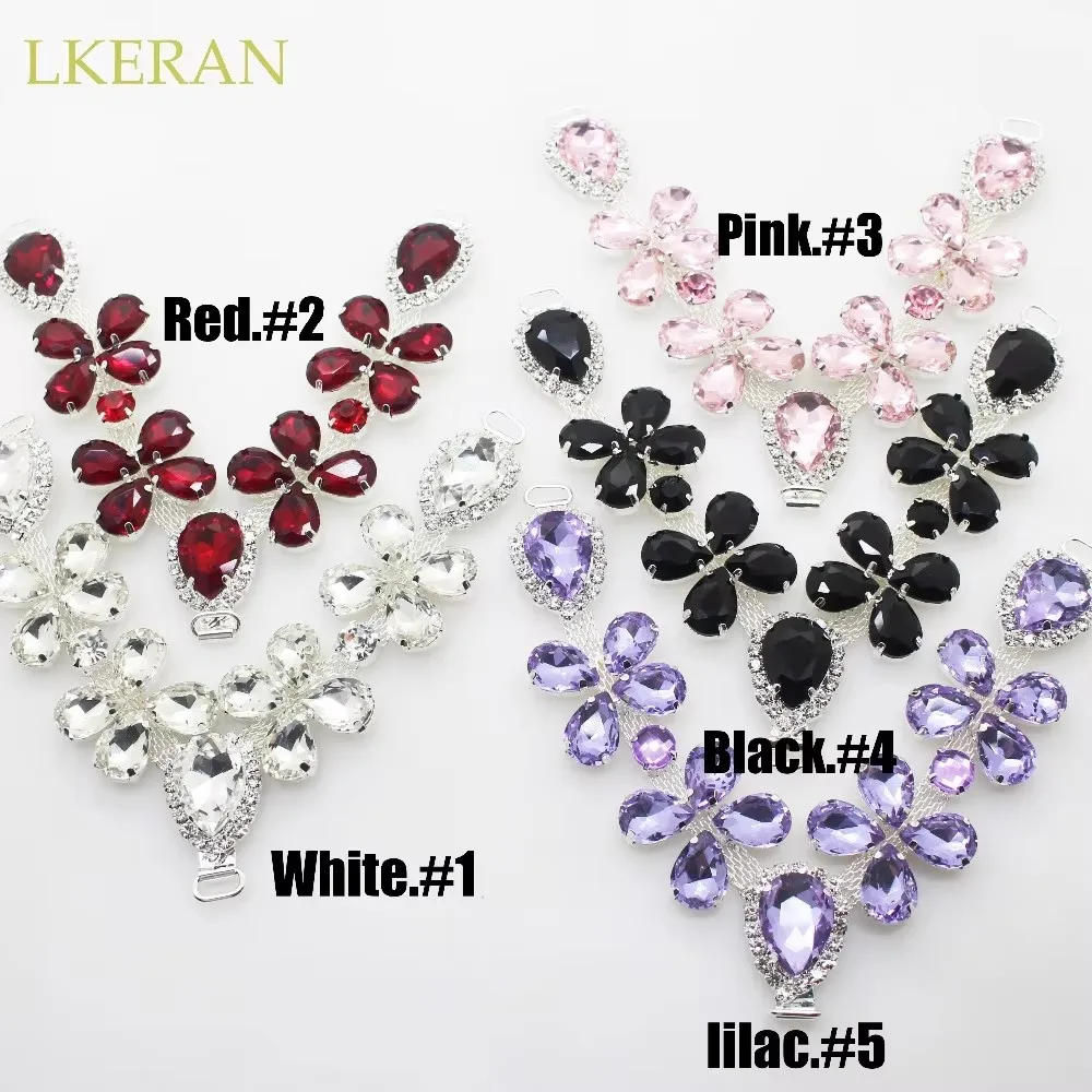 LKERAN Charm 190MM*90MM Metal Crystal bikini Connectors buckle Acrylic Slipper chain DIY Garment sewing accessories