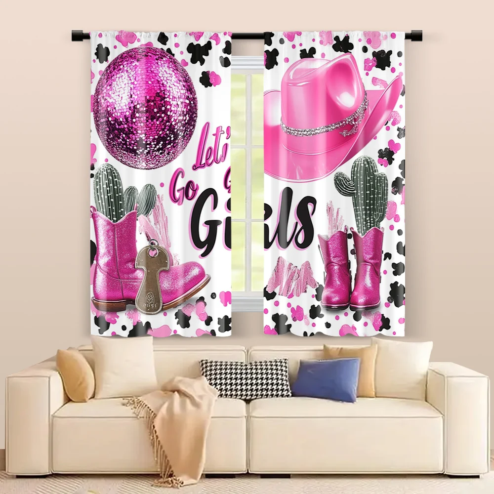 2 pcs, filtering curtains (excluding rods, non-movable, without batteries)Disco Cowgirl Bachelorette Partysuitable for use in