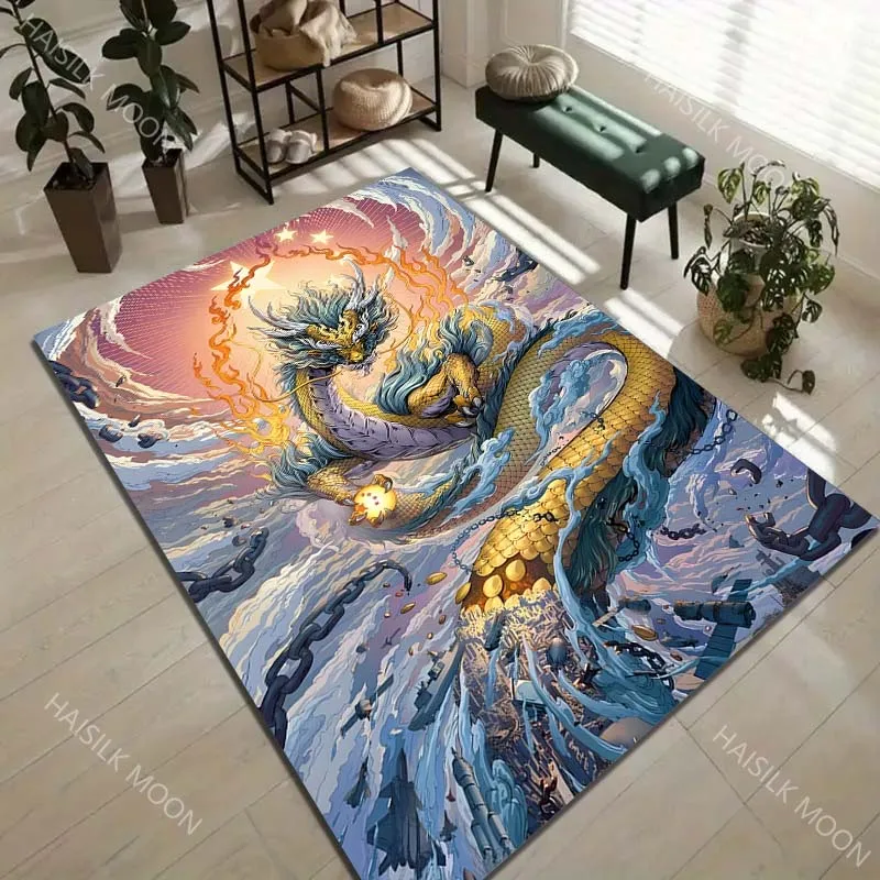 1PC Dragon Soaring in Clouds Carpet for Living Room Bedroom Sofa Home Decor Rus Non-slip Floor Mat Luxury Gift Multiple Sizes
