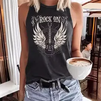 2024 New Women's Sleeveless Crew Neck T-Shirt Fast Selling Through Ebay Amazon Independent Station Printing Top