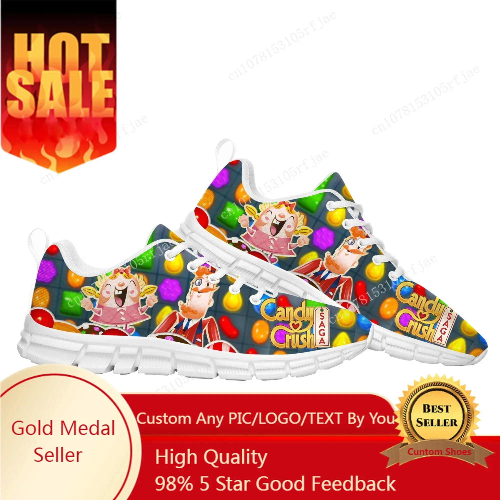 Candy Crush Saga Sports Shoes Hot Cartoon Game Mens Womens  Sneaker Tailor Made Couple Built Shoes