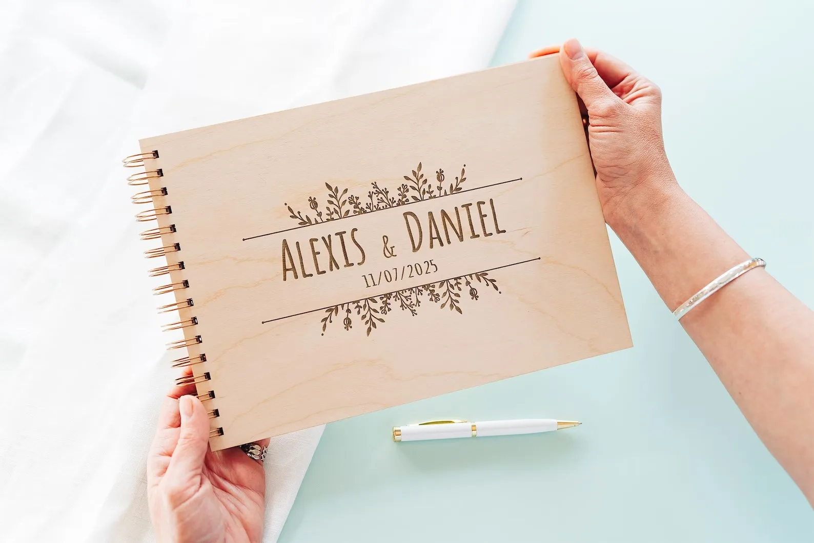 Personalized Name And Date Guest Book Floral Wedding Guest book, rustic and boho guestbook ,Weddings Ceremony Decoration