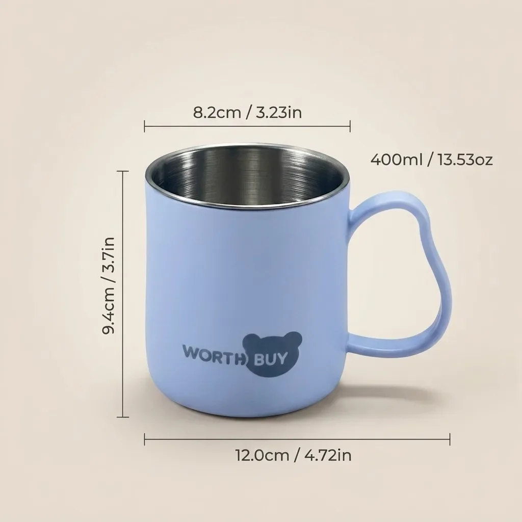 304 roestvrijstalen koffiemok, dubbelwandige plastic beker met handvat, onbreekbaar, hittebestendig, geschikt voor kantoor en kinderen.