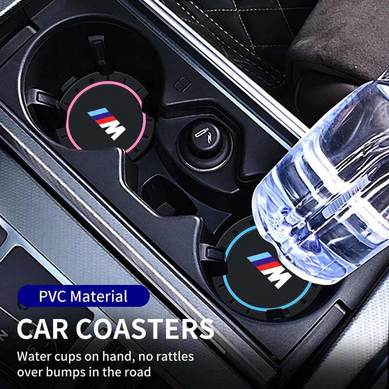 2PCS Car Logo Silicone Coasters Centre Console Water Cup Non-Slip Mats For BMW 1  3  5 Series X1 X4 X5 X7 G20 G38 F20 F39 F48 E4