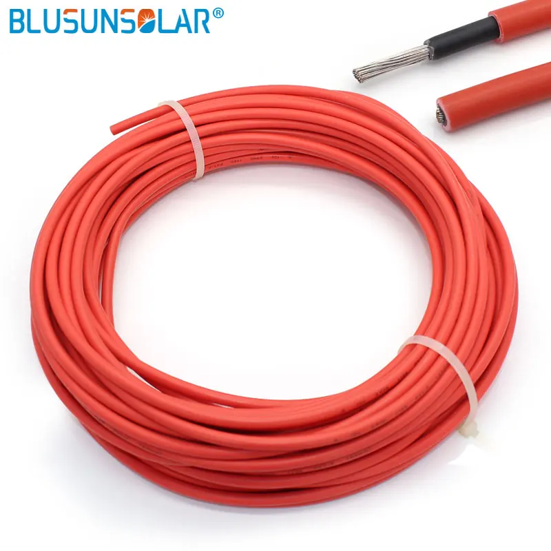 

10 Meters/Roll 6mm2 10AWG Solar Cable Red and Black PV Cable Wire Copper Conductor XLPE Jacket TUV EN50618