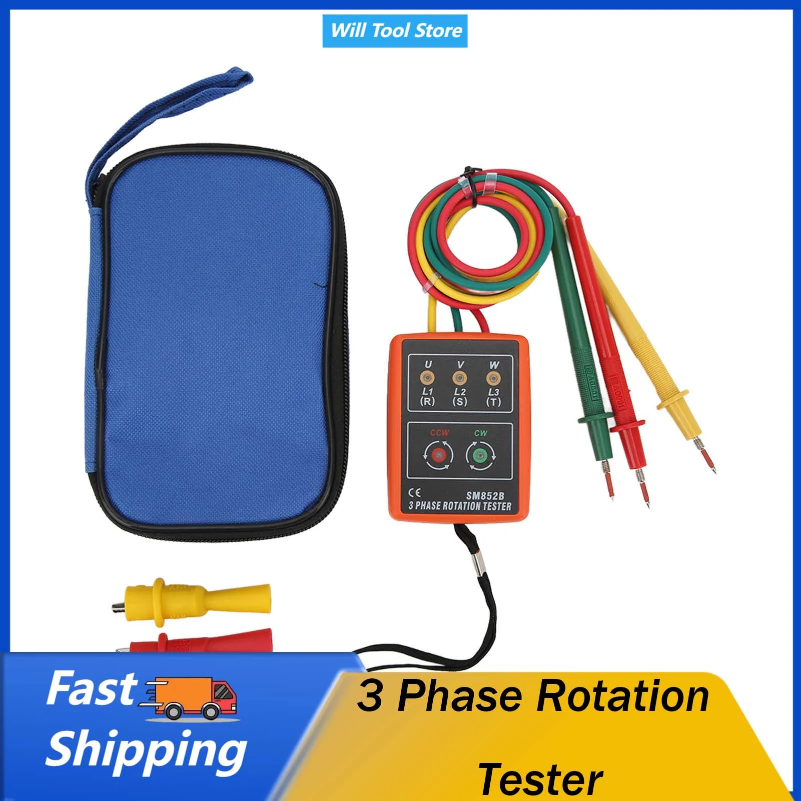 3 Phase Rotation Tester Multifunction  3 Phase Rotation Indicator SM852B for Factory for Worker for Electricity Testing