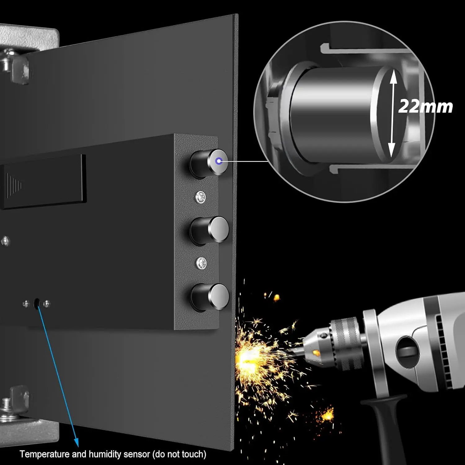 Smart Security Cabinet Safe, Steel Lock Box hand Gun Safe -Perfect for Home/Office/Hotel, Secure Pistols, Documents, Jewelry, Va