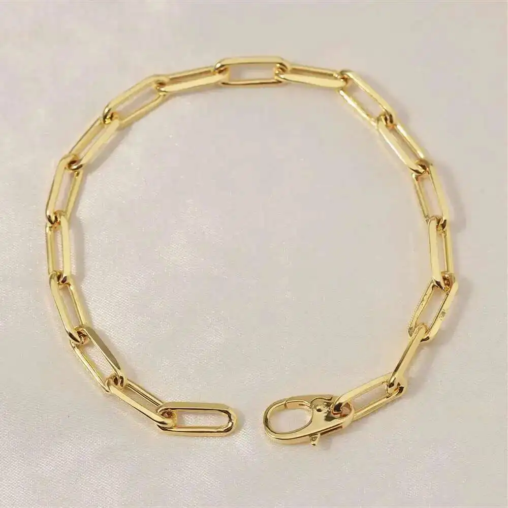 Pure 925 Paperclip Chain Wristband Chunky Jewelry Men Teens Boys Punk Rock Fashion Simple Mens Bracelet Neutral Ladies Charm