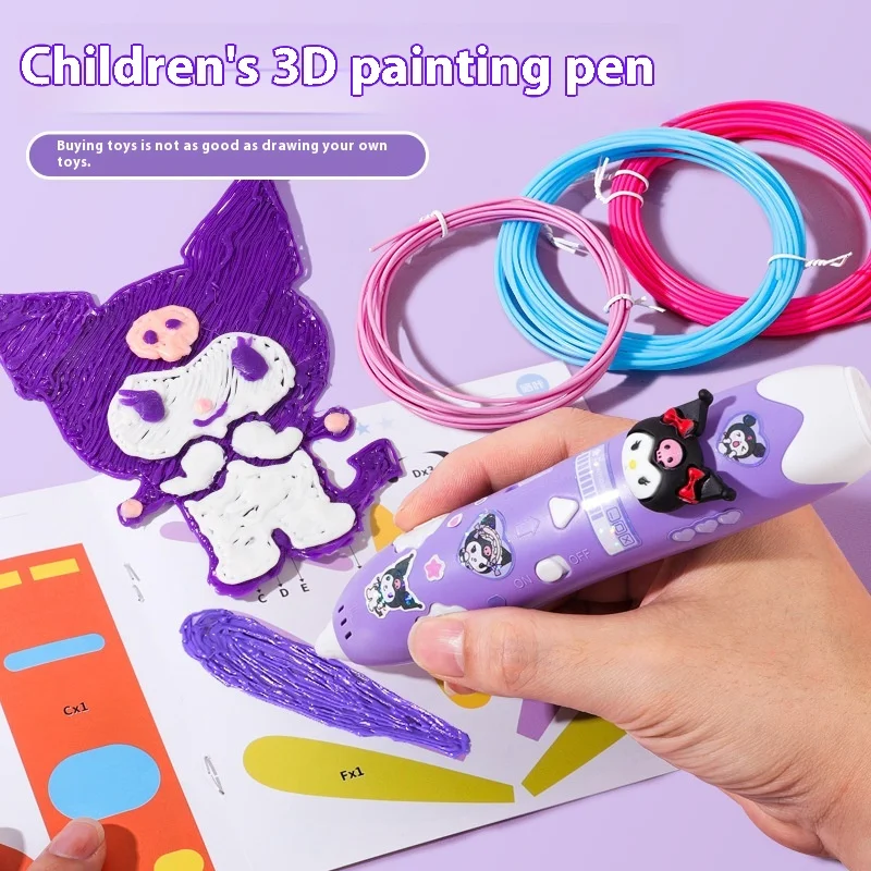 Sanrio  Melody Culomi 3d Three-Dimensional Printing Pen Low-Temperature Brush Toy Peripheral Multi-Functional Painting Pen Gifts