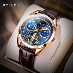 SOLLEN Men's Mechanical Watch, Business and Leisure Style, Belt Style Watch, Van Gogh Collection