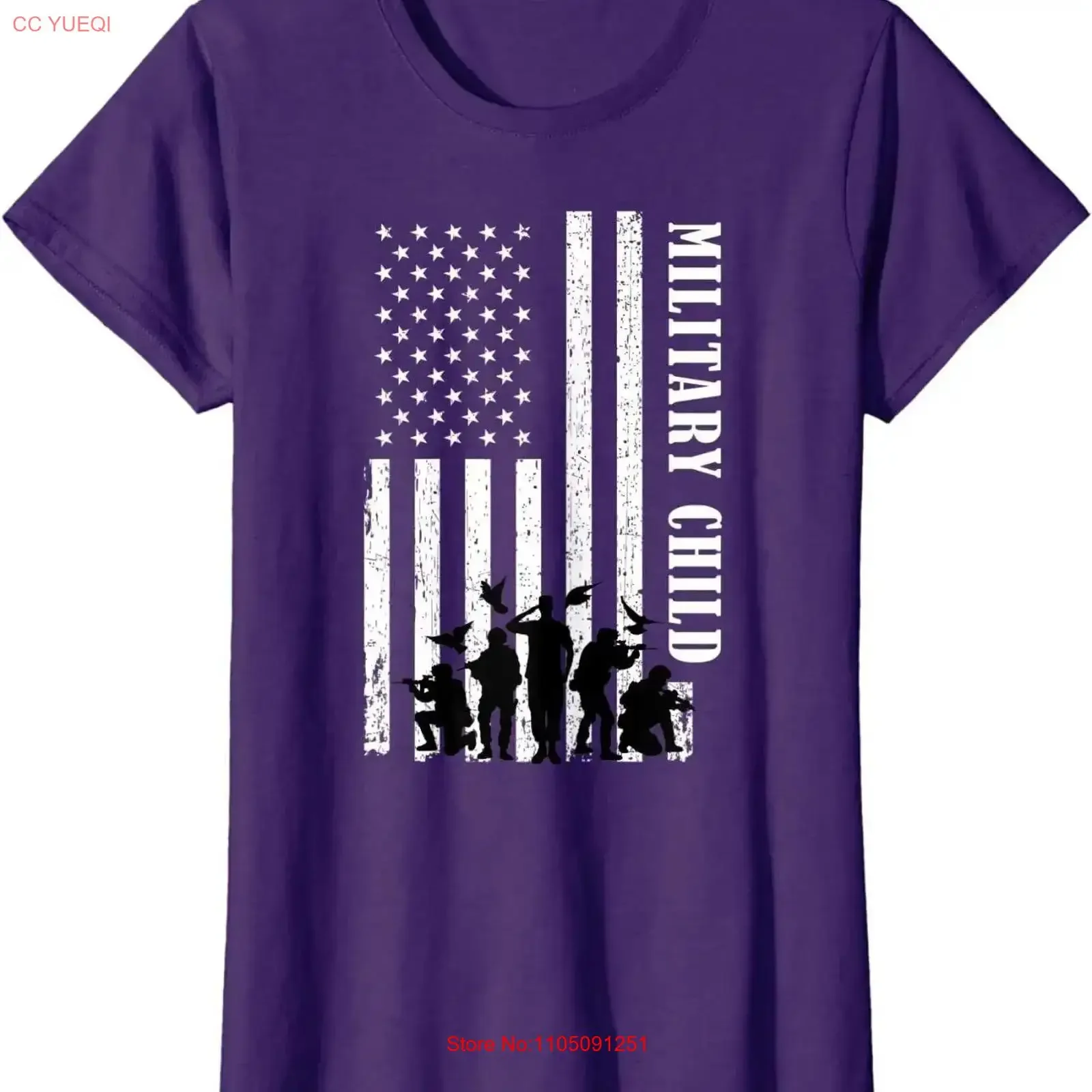 

Фиолетовая женская футболка с круглым вырезом в стиле милитари для детей, винтажная стираная уличная одежда, удобная повседневная одежда