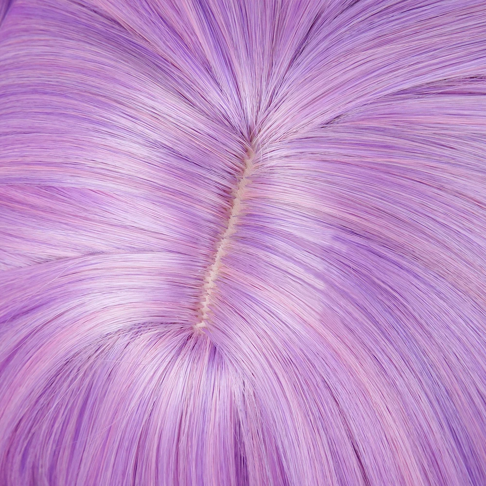 

Purple Ombre Pink Short Straight Synthetic Double Ponytail Clip Wigs Anime Game Cosplay Fluffy Wig for Daily Party