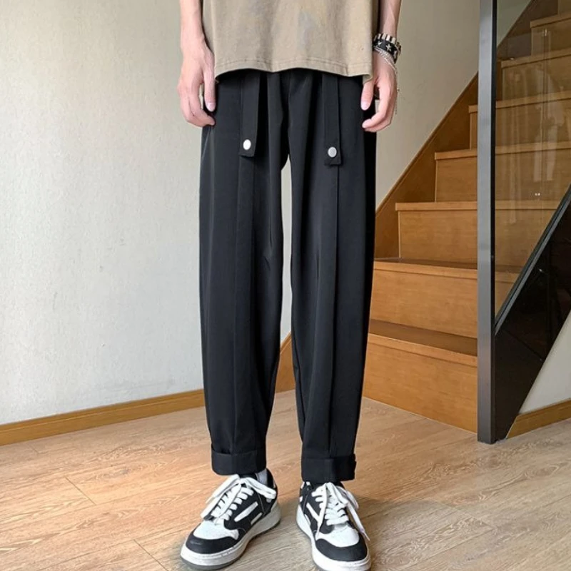 

Harem Ice Silk Man Suits Pants Office Loose Thin Casual Korean Reviews Many Luxury New In Dress Elegant Up Suit Trousers for Men