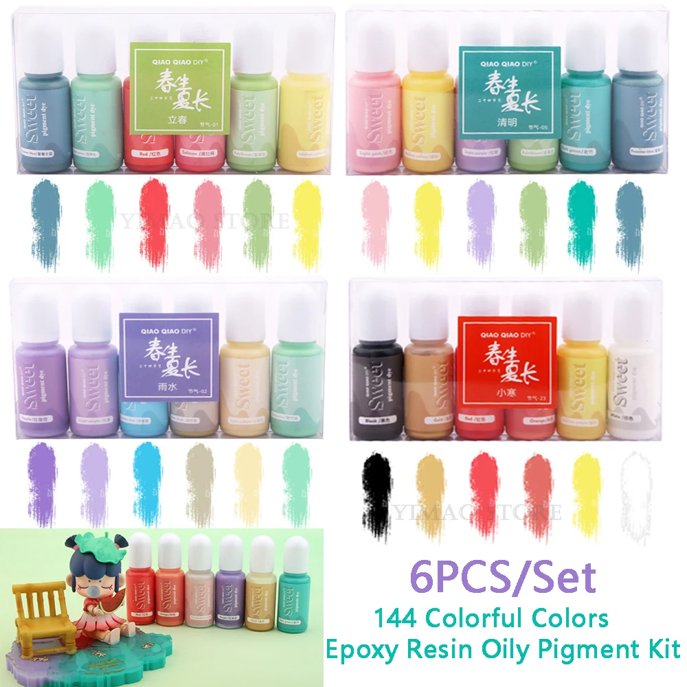 

6pcs/Set Epoxy Resin Pigment Kit Art Ink Alcohol Oily Liquid Colorant Dye Pigment For DIY UV Epoxy Resin Mold Jewelry Making