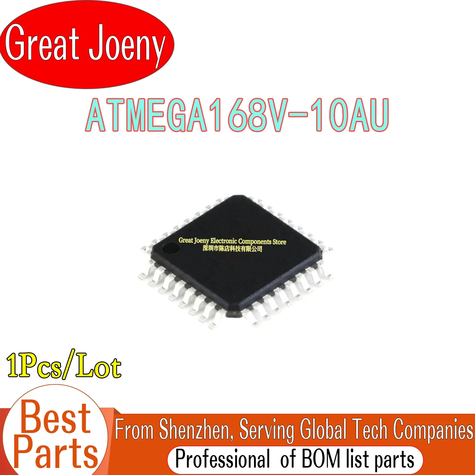 100% New Original MEGA168V ATMEGA168V-10AU ATMEGA168V IC MCU Chipset TQFP-32 Bulk Best Price