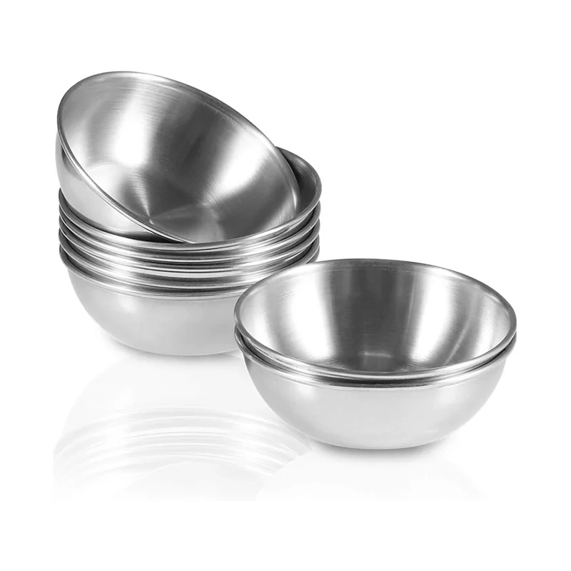 

ABRS-8Pcs 3.2Inch Stainless Steel Sauce Dishes Mini Saucers Bowl Mini Appetizer Plates