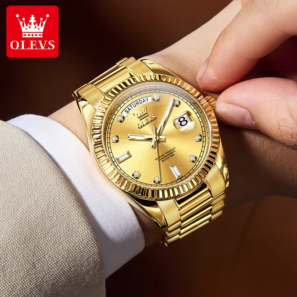 OLEVS 6736 Mechanical Men Watch Auto Calander Waterproof Luminous Stainless Steel Trap For Male Fashion Business Wistwatch