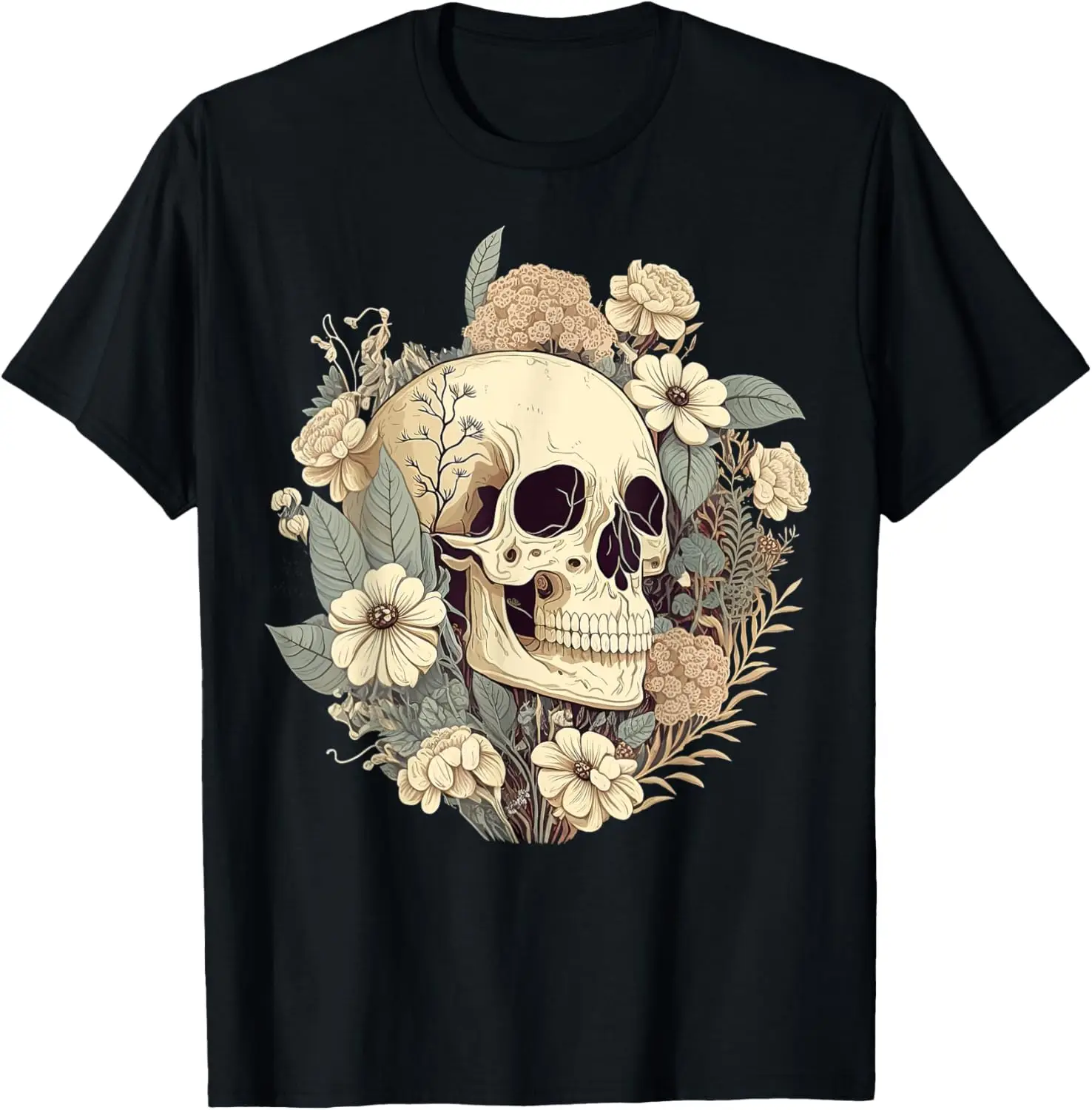 

Fashion style - Cute Cottagecore Floral Skull Aesthetic Girls Women Graphic T-Shirt
