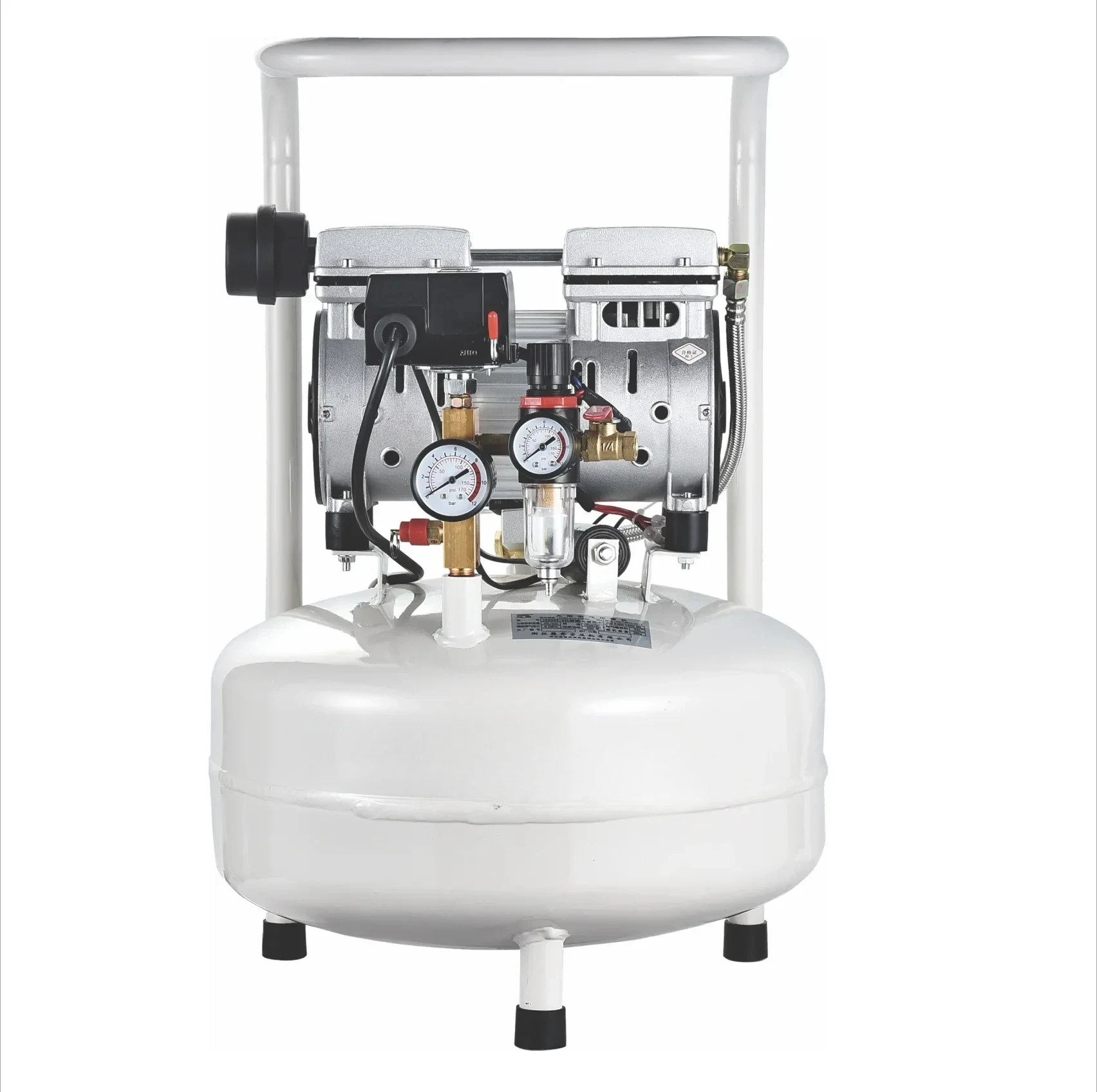 den tal luchtcompressor tweekoppig met verticale tank 50L