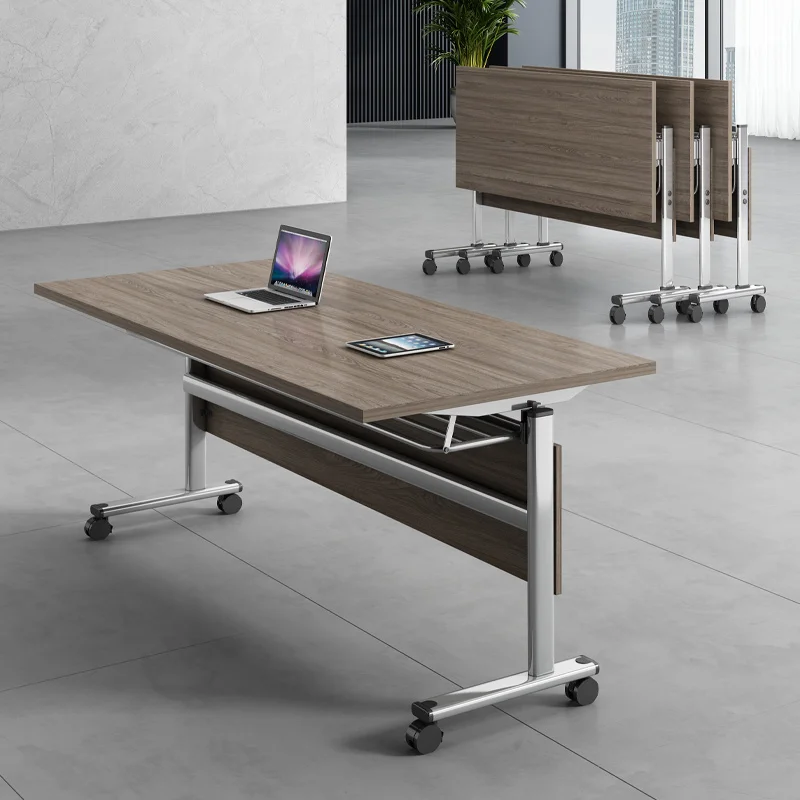 Folding training table, conference table and chairs can be spliced together, mobile training institution with wheels, office str