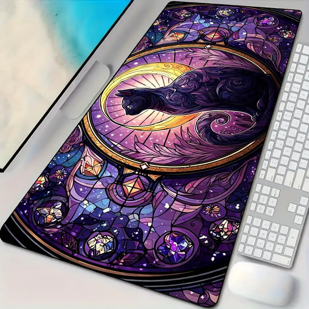 Starry Cat Totem anime Mouse Pad Desk Mat Large Computer Office Carpet XXL Mousepad Gamer Gaming PC Accessories Keyboard Rug