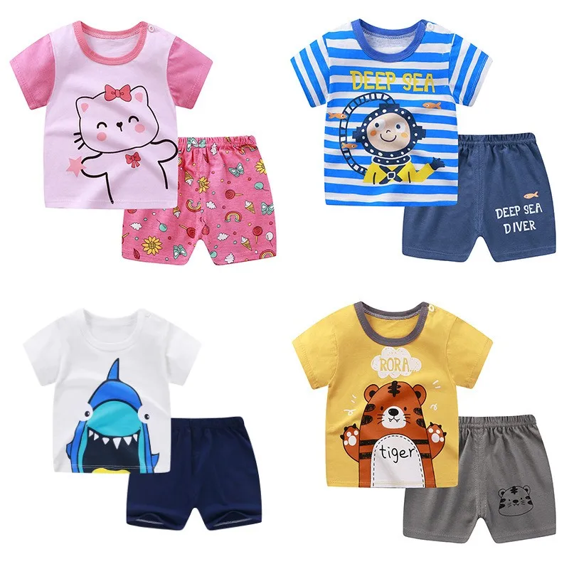 

Summer Children's Short Sleeve Shorts Set Boys Girls T-shirt + Pants baby Children Clothing Set Kid Clothes