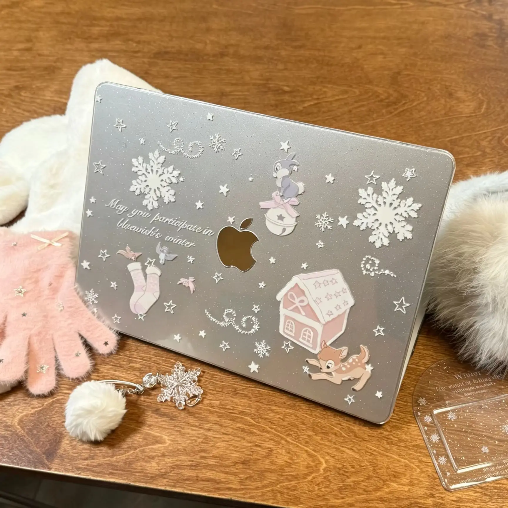 Snowflake Rabbit Deer Y2K Shining Laptop Case For Macbook Air 13.6 M4 NEO 15 M3 Hard Cover For Mac Book Pro 13 M1 M2 14 M4 M5 16