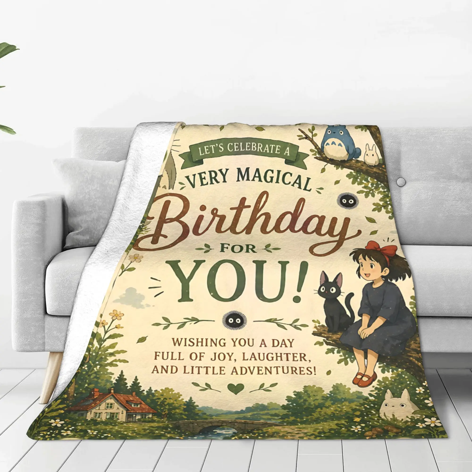 1PC Anime Kiki’s Delivery Service  home room decorations Winter Blankets for Adults Bedding Home Interior Sofa Knee