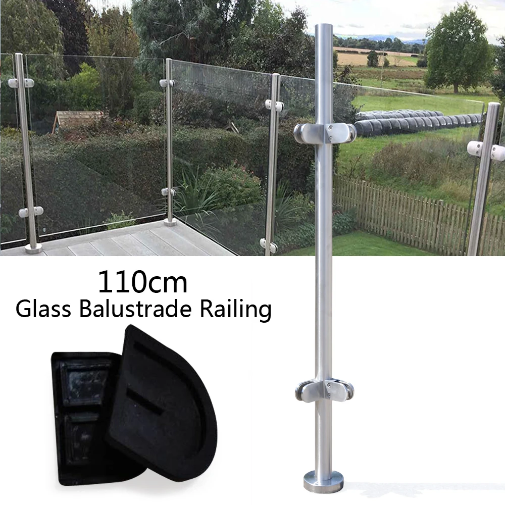 316 Stainless Steel Railing Post, 110cm End/Corner Post for Attic Stairs Various Guardrails Safety Protection Tool