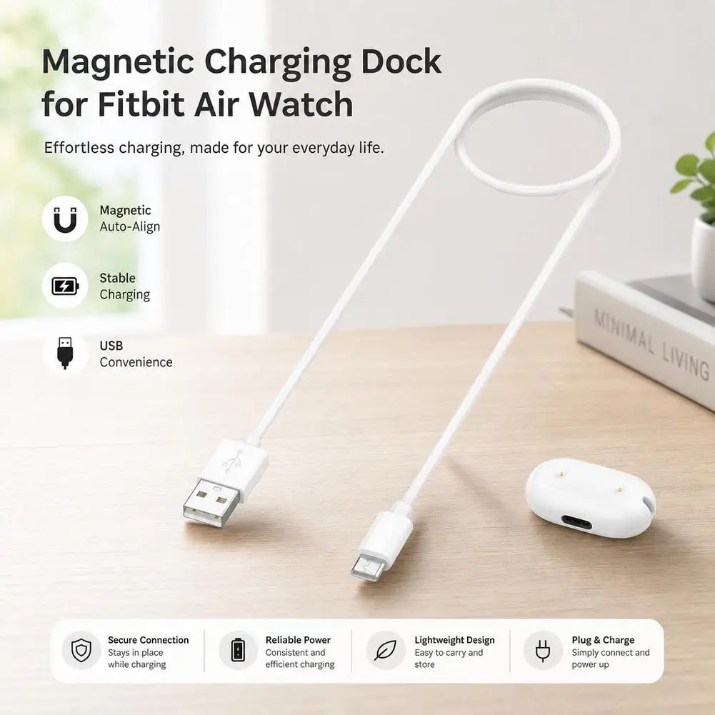 Split Magnetic Charging Dock for Google Fitbit Air Watch Type-C Input Smart Watch Charger Overcharge Protection Charging Base