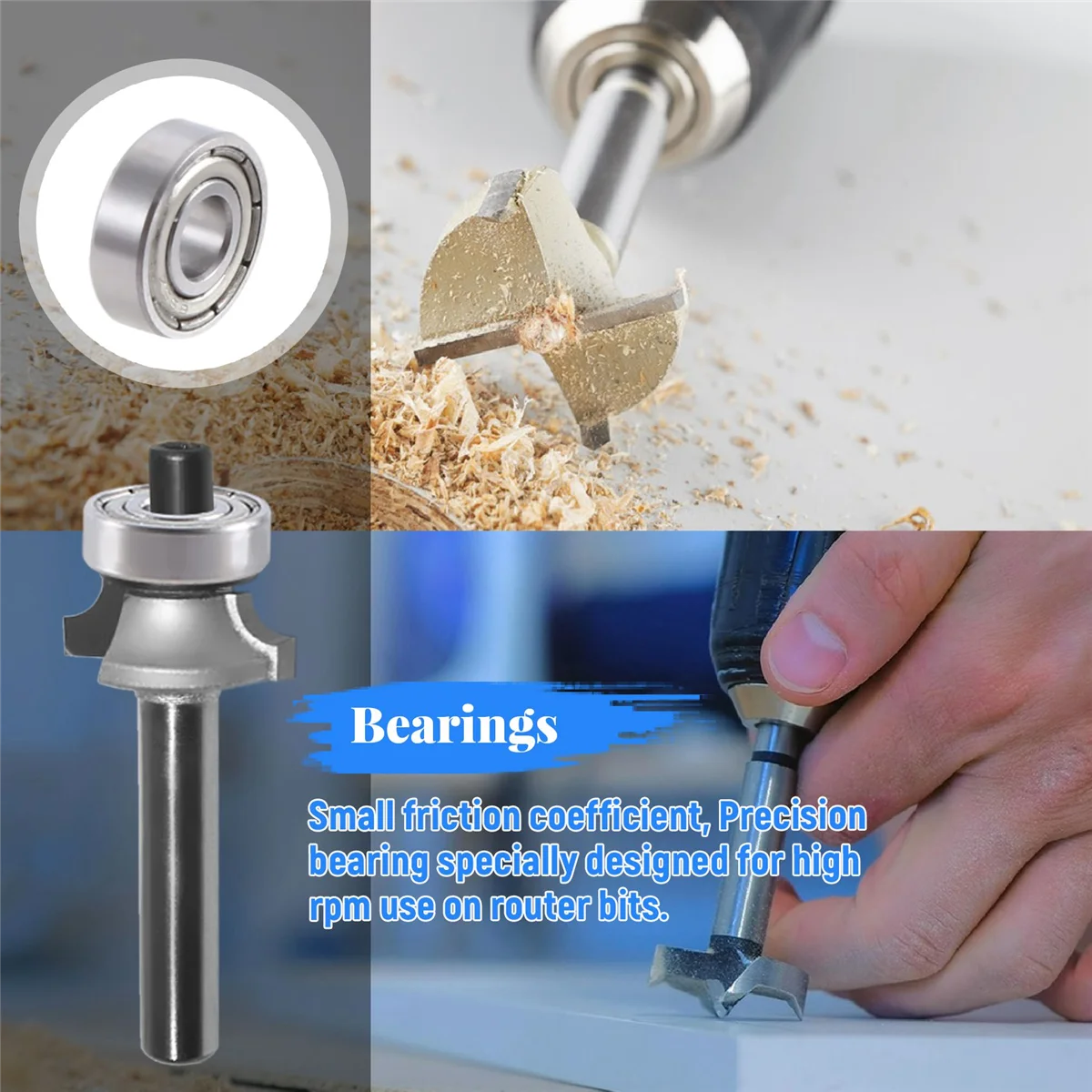 Punte del Router da 10 pezzi guida dei cuscinetti a sfera montata in alto per il Kit di accessori di ricambio per la riparazione del cuscinetto della punta del Router