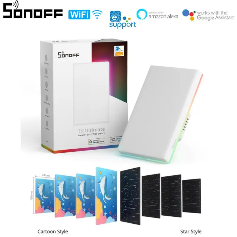 SONOFF T5-120 Wifi TX في نهاية المطاف مفتاح الإضاءة الذكي الولايات المتحدة 1/2/3C لوحة الحائط اللمس التبديل المنزل الذكي Ewelink اليكسا جوجل المنزل أليس