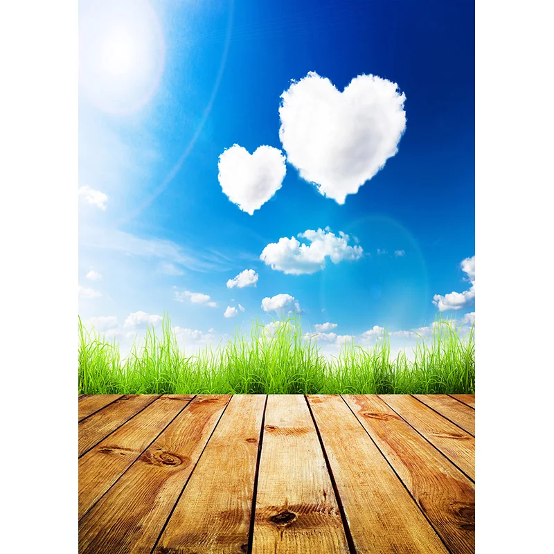 SHENGYONGBAO Spring Flower Forest Wooden Floor Backgrounds Sky Sea Baby Portrait Photo Backdrops Studio Props 211025 ZLSY-85