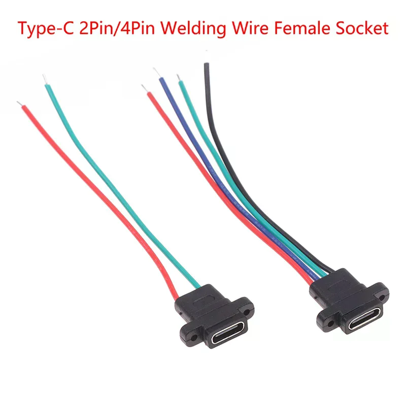 Type-c 2Pin 4Pin Welding Wire Female Waterproof Female Socket Rubber Ring Current Fast Charging Port