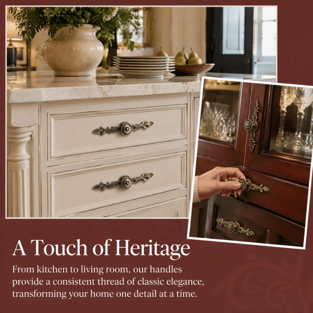 Zinc Alloy Cabinet Handles And Knobs Bronze Finish European Style Drawer Pulls Antique Green Simple Design