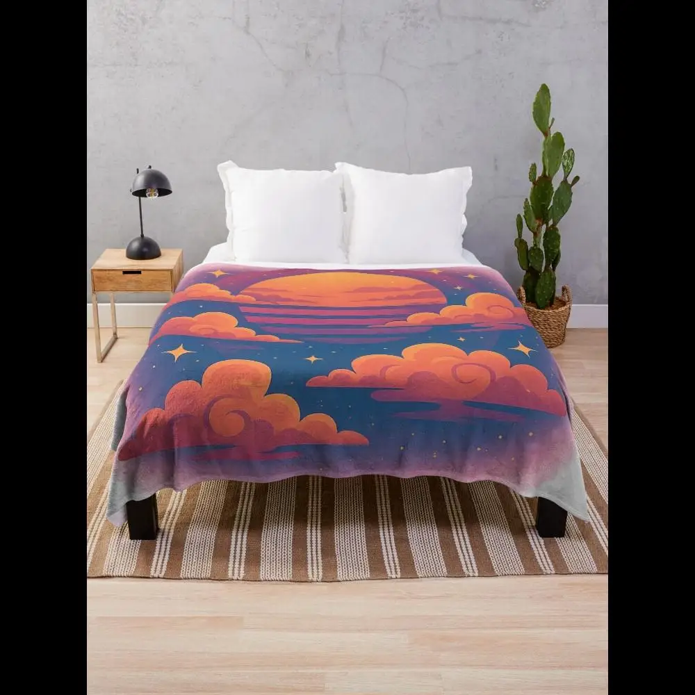 

Retro Sunset Vaporwave Anime Aesthetic Design Throw Blanket