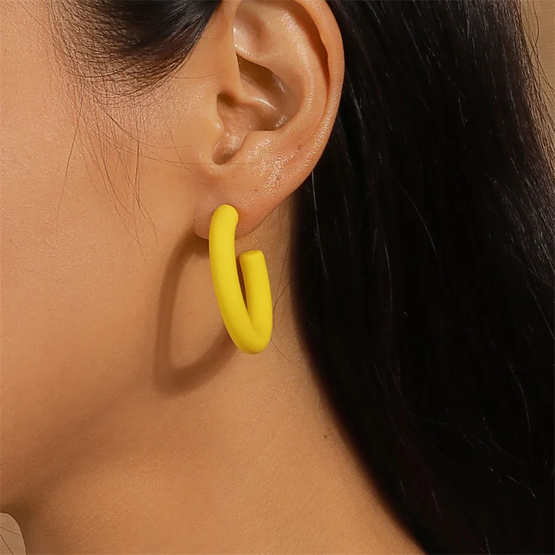 Aihua Koreanische Einfache Große Runde Hoop Ohrringe Für Frauen Bunte Geometrische Kunststoff Übertrieben Ohrring Trendy Ohrringe Schmuck – Detail 23