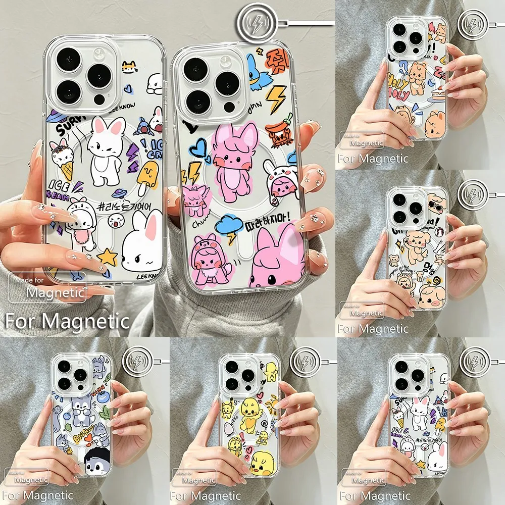 Magnetic Phone Case for Samsung Galaxy S25 S24 S23 S22 S21 S20 FE Edge Plus Ultra 5G Soft Clear TPU Cover Cartoon S-skzoos