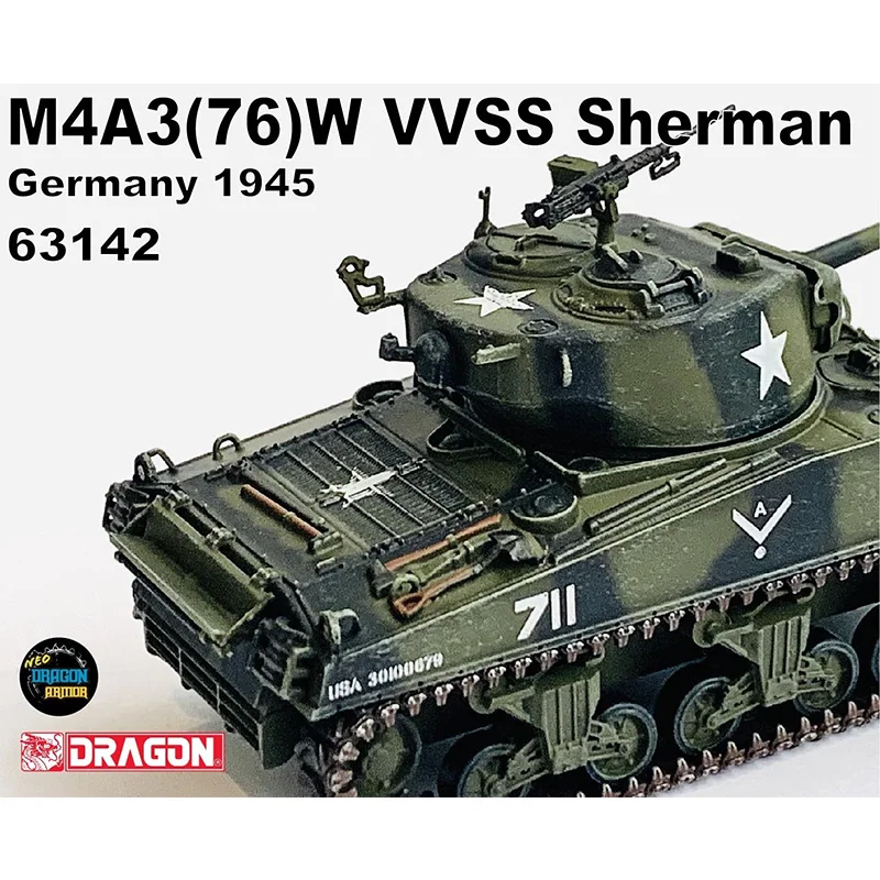 DRAGON ARMOR 1/72 M4A3(76)W VVSS Sherman Germany 1945 Model Tank 63142 Soldier Vehicle Collection In Stock